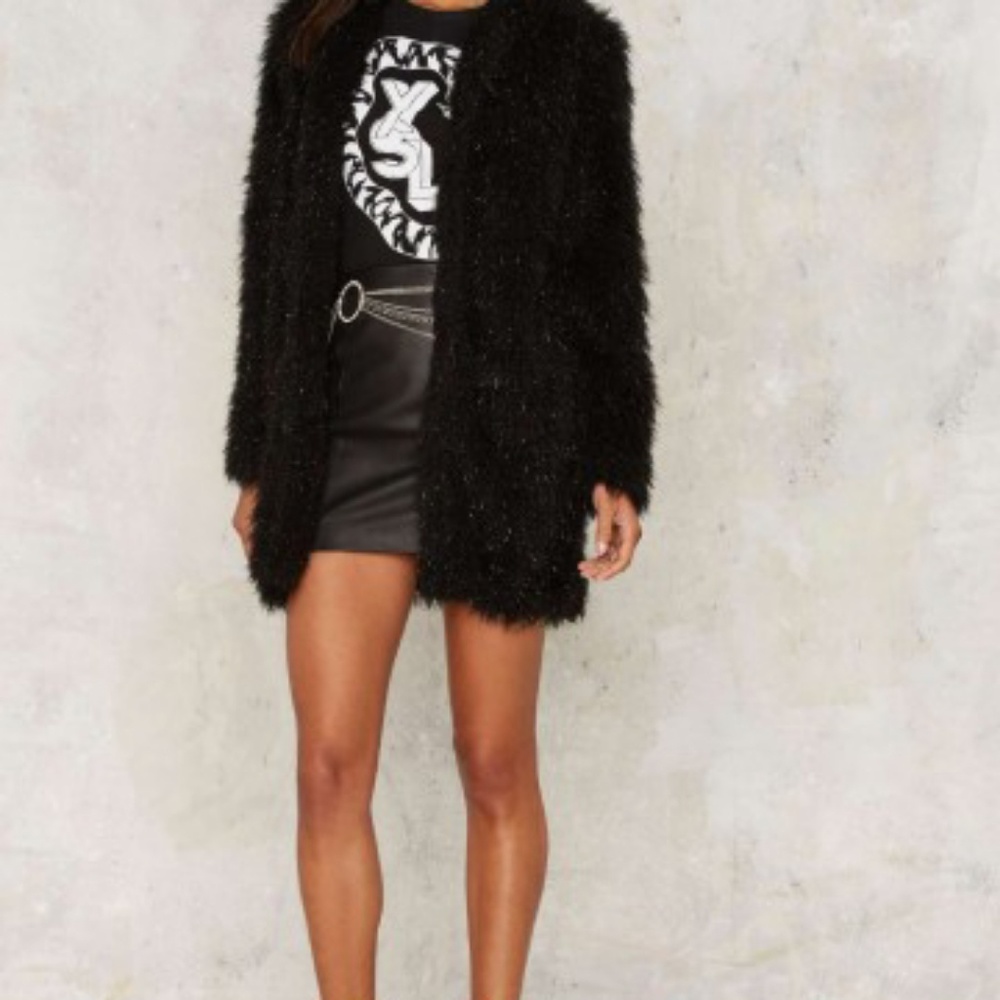 NWOT Nasty Gal Dark Magic Faux Fur Jacket
